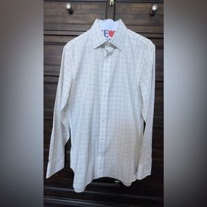 Bonobos White Checkered Tailored slim Fit Dress Shirt Long Sleeve Size 16x34